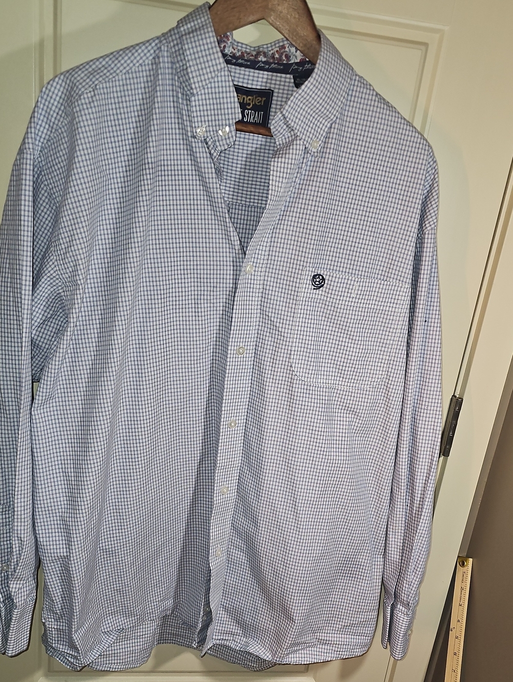 George Straiy by Wrangler Men’s Light Blue Check Button-Down Dress Shirt XL